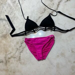 California Waves Black and Pink Bikini Set